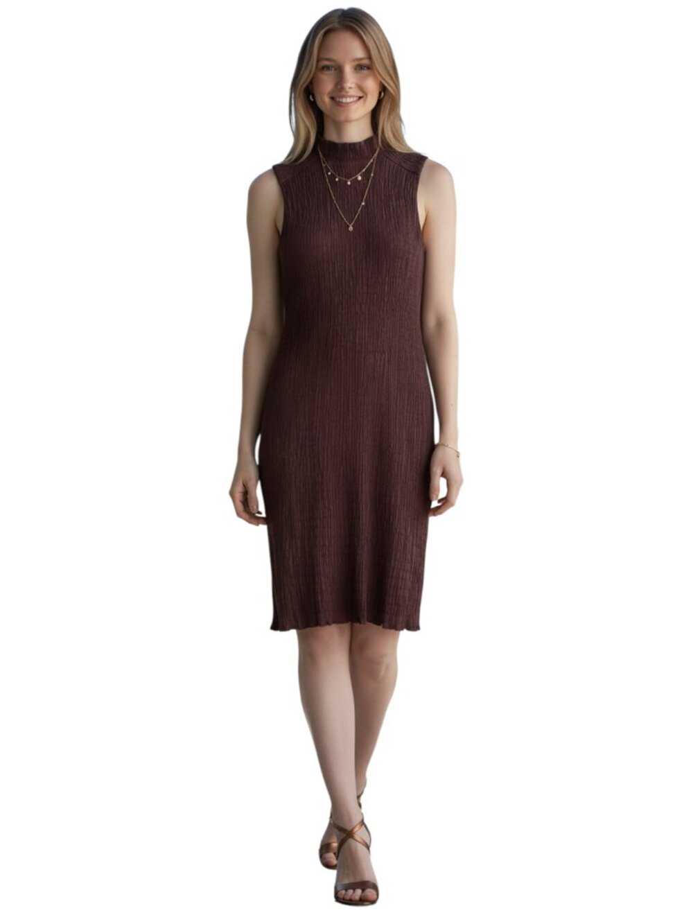 Bar III Sleeveless Mock Neck Midi Dress